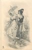 Image 3 - young man holds umbrella over girl on left, she holds up her skirts in the wet