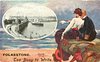 Image 1 - THE BOUTOYNE BOAT LEAVING FOLKESTONE, couple sit close on rocks, she wears a white top & brown skirt, red hat & parasol, they look out to sea, inset THE BOULOGNE BOAT LEAVING FOLKESTONE