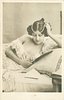 Image 3 - DERVAL woman with pearls on head, lies in bed reading book