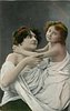 Image 1 - mother has arm in front of girl, both look to their left