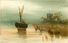 Image 1 - sailboat to left of shore, chuch in distance