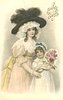 Image 3 - elegantly dressed woman stands left of her child who carries large bouquet