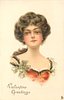 Image 1 - VALENTINE GREETINGS head & shoulders study, faces & looks front, red dress, white corsage