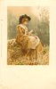 Image 1 - girl sits on rock reading a letter, "summer days" on English backed card