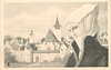 Image 1 - head & shoulders of one girl, in flemish costume, to the right side, infront of many buildings