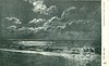 Image 1 - "THE EBB TIDE" night seascape, moon top center-left, shore front left, incoming wave across card