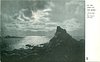 Image 1 - "BY THE LIGHT OF THE MOON" night seascape, pointed jagged rock front right, moon visible through clouds
