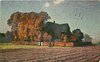Image 1 - large trees left of thatched cottage, white picket gate, woman in front of hedge