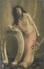 Image 3 - she leans over fantasy horseshoe holding it with her right hand, flowers in her left ahnd
