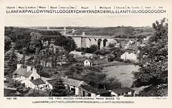 THE TWO BRIDGES - OVERLOOKING MENAI BRIDGE TO LLANFAIR/GOCH