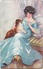 Image 1 - collie on lap of pretty lady looks up at her face
