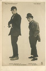 GEORGE GROSSMITH JR. AS THE HON. GUY SCRYMGEOUR, EDMUND PAYNE AS MEAKIN