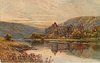 Image 1 - ruins of castle on stream, castle reflection in stream, mountains behind