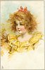 Image 1 - head & shoulder study of golden-haired girl with pink bow in her hair, faces & looks half left