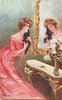 Image 1 - cat & pretty lady look at their reflection in mirror