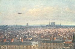 view across Paris, airplane centre left