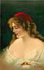 Image 1 - head & shoulder study,much cleavage, faces slightly left, looks down & left (Ruby in English set)