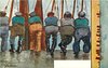 Image 1 - six fishermen lined up facing away, comes with & w/o WAITING FOR THE SMACKS or WEIGHTY SMACKS DISCHARGED DAILY for ILFRACOMBE only