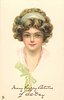 Image 1 - girl with blue hair band and green bow faces & looks front