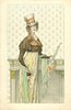 Image 1 - elegantly dressed girl wearing top-hat stands in front of fire-place, furled parasol in her left hand