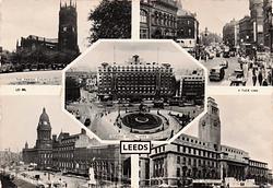 5 insets THE PARISH CHURCH/BOAR LANE/QUEENS HOTEL, CITY SQUARE/THE TOWN HALL/THE UNIVERSITY