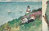 Image 1 - couple lie on grassy cliff, lighthouse behind