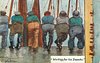 Image 7 - six fishermen lined up facing away, comes with & w/o WAITING FOR THE SMACKS or WEIGHTY SMACKS DISCHARGED DAILY for ILFRACOMBE only