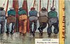 Image 15 - six fishermen lined up facing away, comes with & w/o WAITING FOR THE SMACKS or WEIGHTY SMACKS DISCHARGED DAILY for ILFRACOMBE only