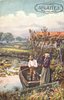 Image 1 - man in small boat, woman on bank, both look left