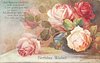 Image 1 - BIRTHDAY WISHES bowl right with four open roses, many buds, no petals on table, signature lower right