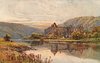 Image 2 - ruins of castle on stream, castle reflection in stream, mountains behind
