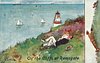 Image 3 - couple lie on grassy cliff, lighthouse behind