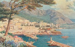 MONTE-CARLO. VUE GENERALE tree left, few branches in front of view