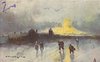 Image 1 - five people in foreground, village back left, yellow sunset