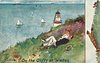 Image 5 - couple lie on grassy cliff, lighthouse behind