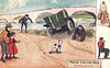 Image 1 - WATER COOLED children & dog observe car partly in river, driver & passenger dripping wet