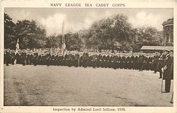 distant view of parade, Admiral stands right