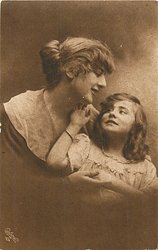 mother & daughter, head & shoulders, they look into each other's eyes